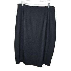 Vintage Jones New York Black 100% Worsted Wool Pencil‎ Skirt 14W